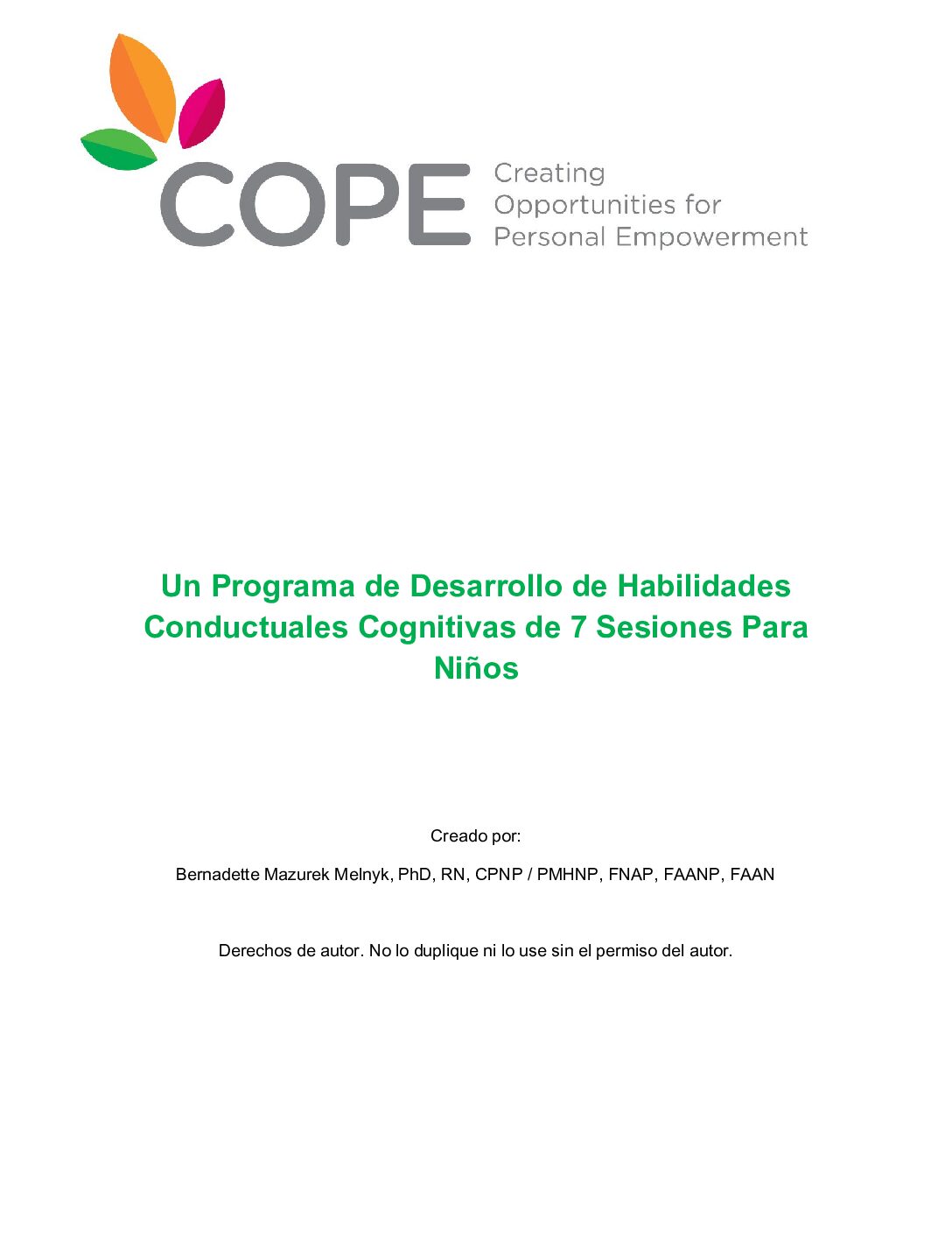 COPE<sup>©</sup> 7-Session for Children Manual (Spanish) Print-Your-Own